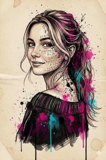 Mixed Media Portrait with Abstract Watercolor and Sketch — output