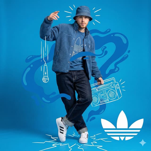 Blue Adidas Streetwear Composite Portrait Prompt (Nano Banana Pro) — output