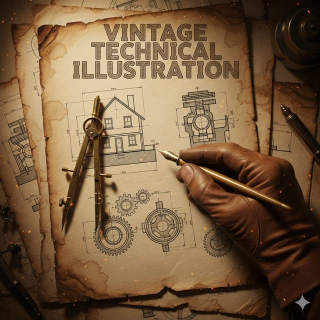 Infographic / Edu Visual - Vintage Technical Illustration Macro Shot — output