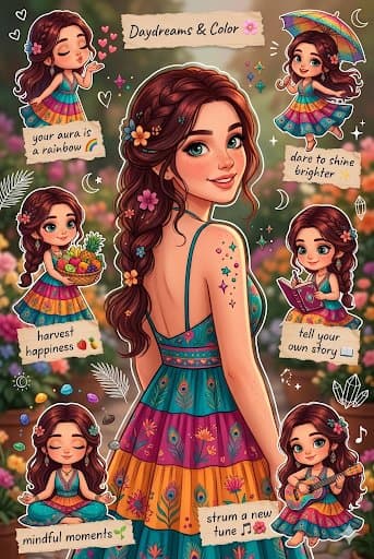 Comic / Storyboard - Boho-Chic Positive Vibes Sticker Sheet — output