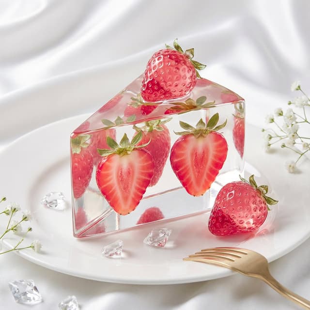 Glass Dessert Art Still Life Prompt (Fruit Crystal Cake) — output