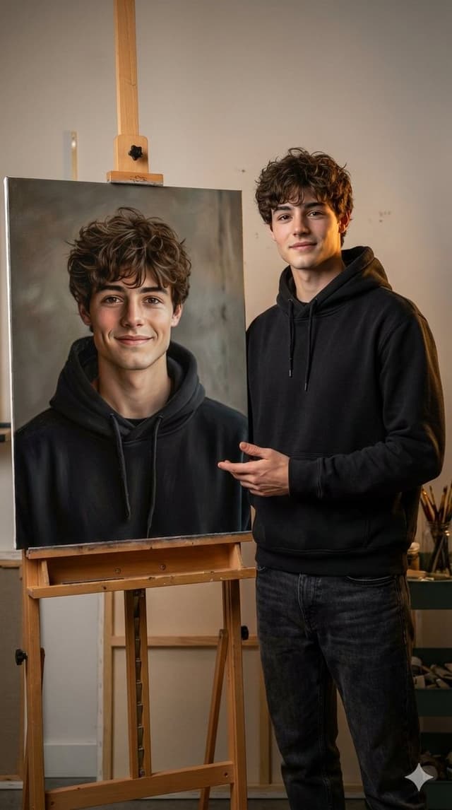 Profile / Avatar - Hyper-realistic portrait with a painting of the subject — output