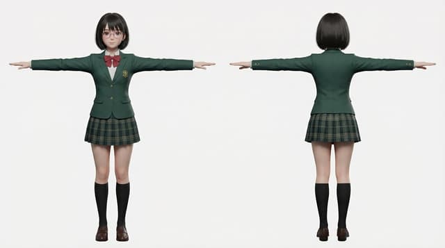 Game Asset - 2D to 3D to VRM to Illustration Workflow — output