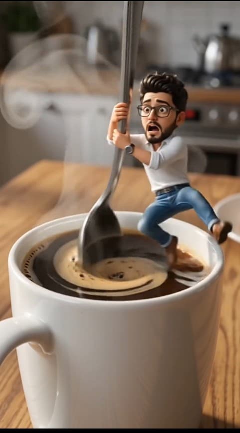 Game Asset - Tiny Chibi Man Stirring Giant Coffee — output