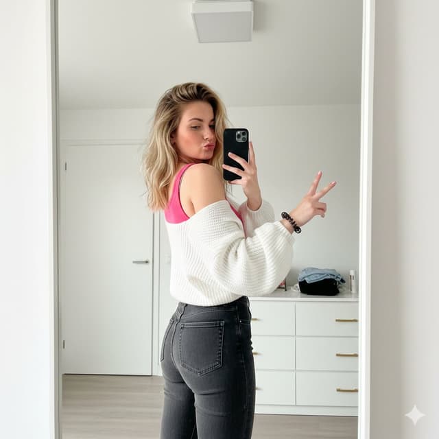 Profile / Avatar - Playful Mirror Selfie with Peace Sign — output