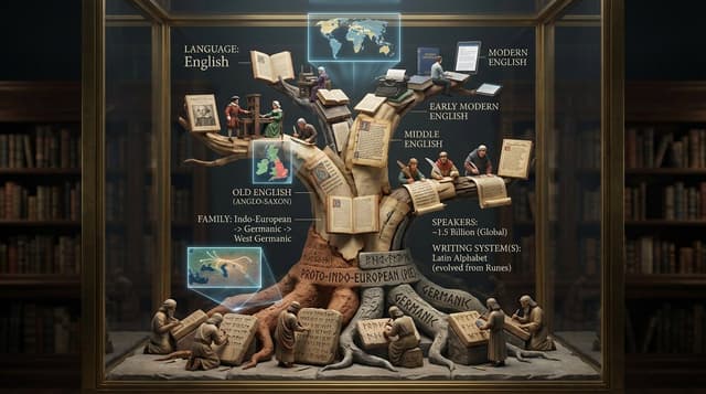Infographic / Edu Visual - Linguistic Evolution Tree Infographic Generation — output