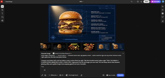 Infographic / Edu Visual - Technical Architectural Blueprint of a Smash Burger — output