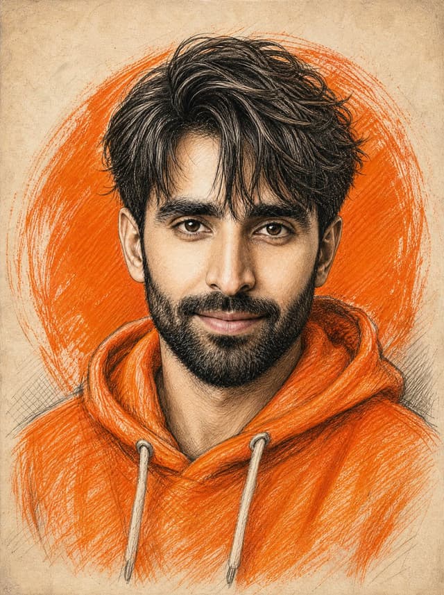 Profile / Avatar - Orange Hoodie Pencil Portrait — output