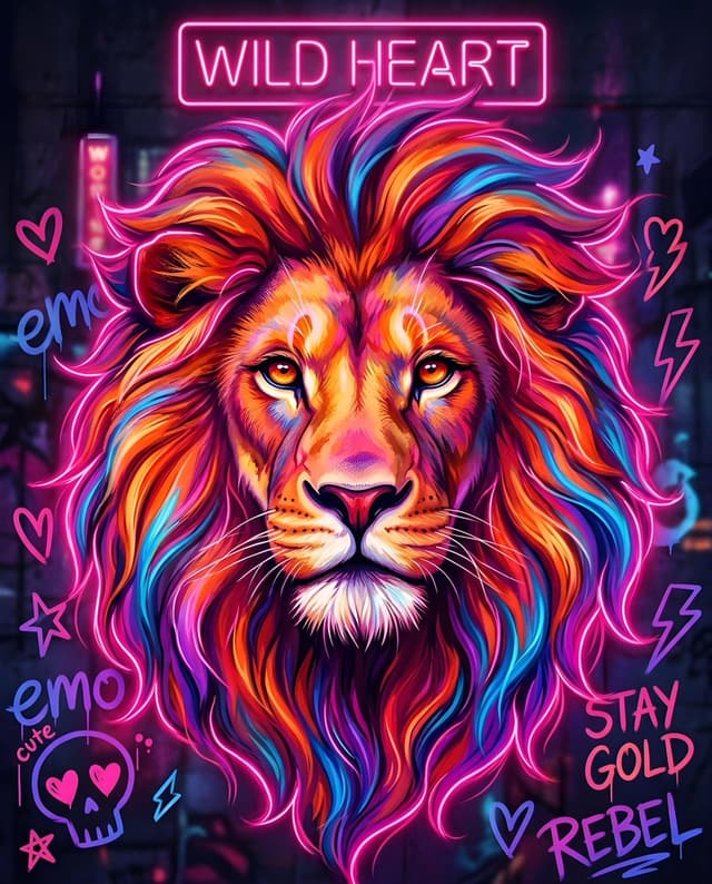 Vibrant Neon Majestic Lion — output