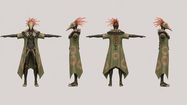 Game Asset - Bird Shaman Character Turnaround — output