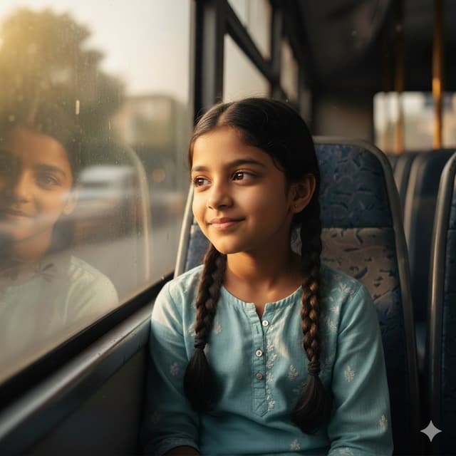 Hyper-Realistic Indian Girl on Bus Portrait Prompt — output