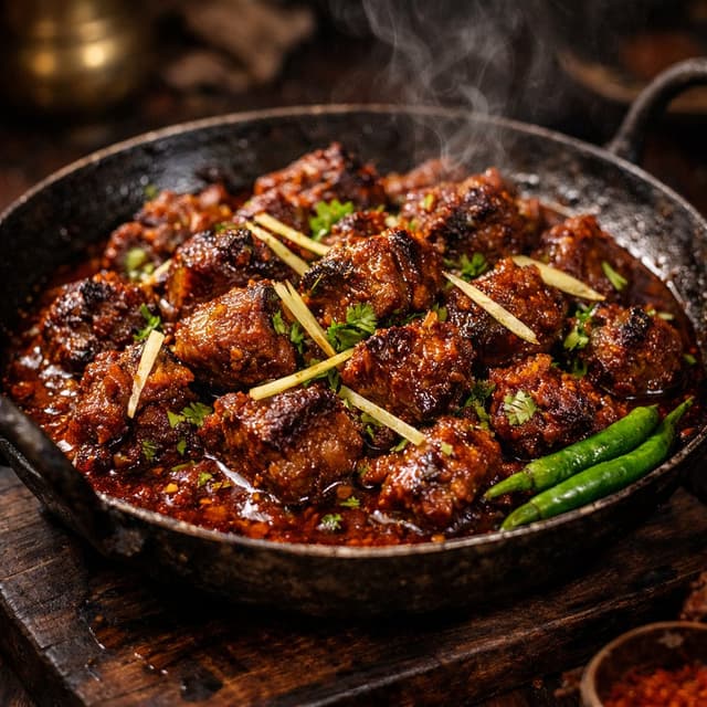 Cinematic 8K Mutton Karahi Food Macro Shot — output