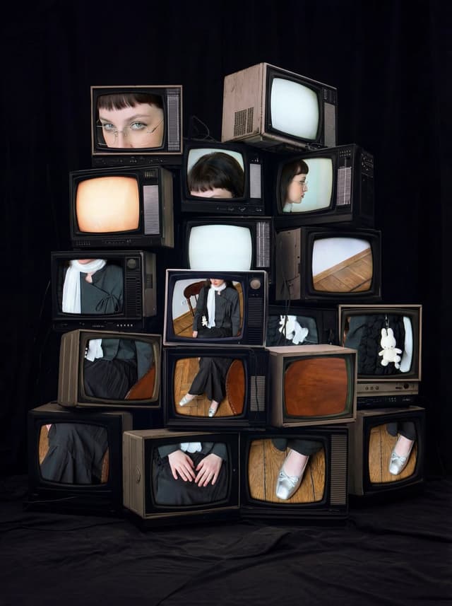 Retro CRT TV Display Portrait Collage — output