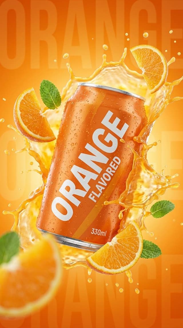 E-commerce Main Image - Commercial Product Photography: Orange Soda Can Splash — output