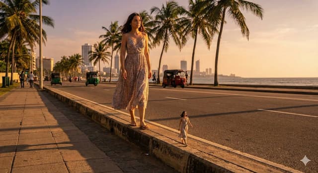 Surreal cinematic street photography with scale contrast — output