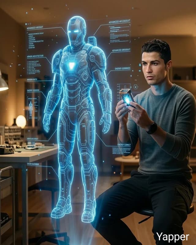 Game Asset - Futuristic Engineer with Holographic Exosuit — output
