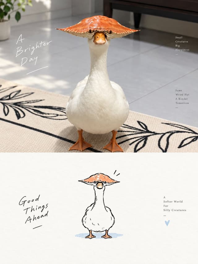 Social Media Post - Duck Wearing Crab Shell Hat — output