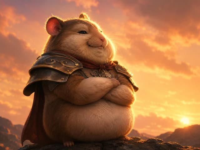 Game Asset - Proud Hamster Warlord at Sunset — output