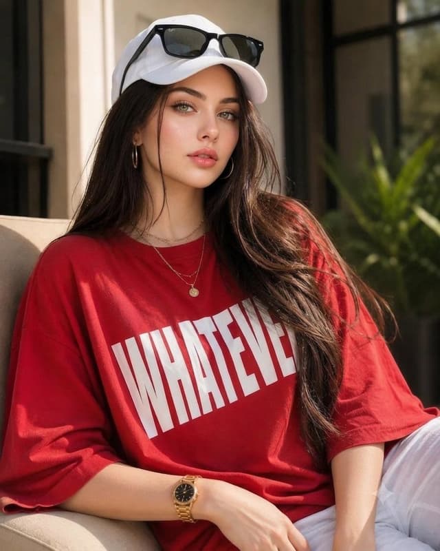 Product Marketing - Fashion magazine portrait with red t-shirt — output