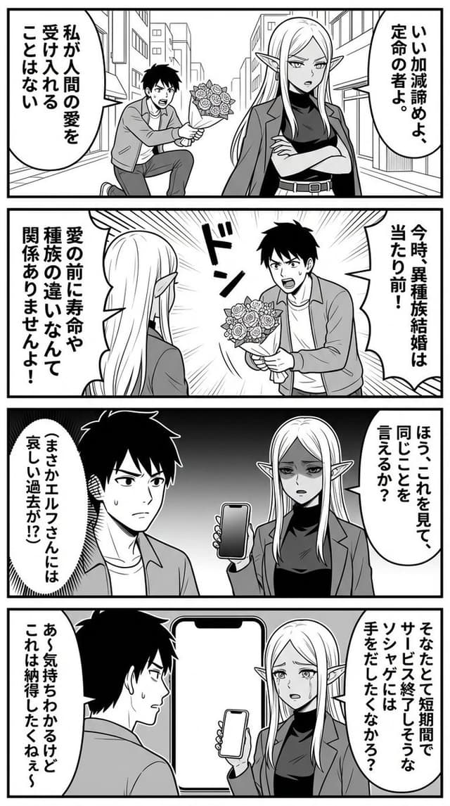 Comic / Storyboard - Nano Banana Comic Prompt: Elf and Human Love Comedy — output