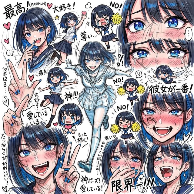 Comic / Storyboard - Chaotic Anime Schoolgirl Fan Collage — output