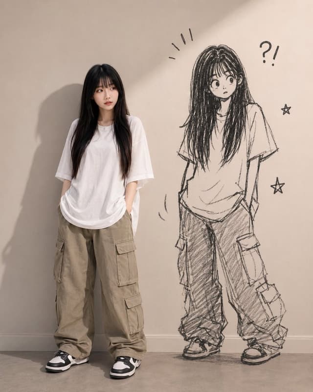 Social Media Post - Quiet Girl with Wild Doodle Alter Ego — output