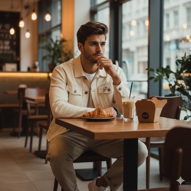 Cinematic Lifestyle Café Portrait Prompt — output