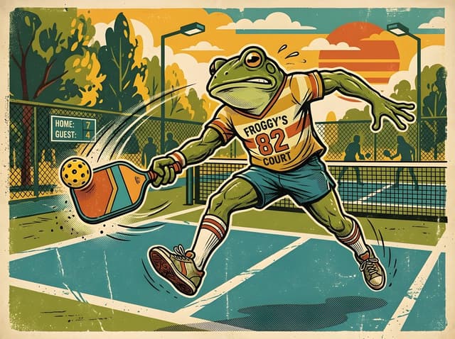 Vintage Retro Pickleball Frog Illustration — output