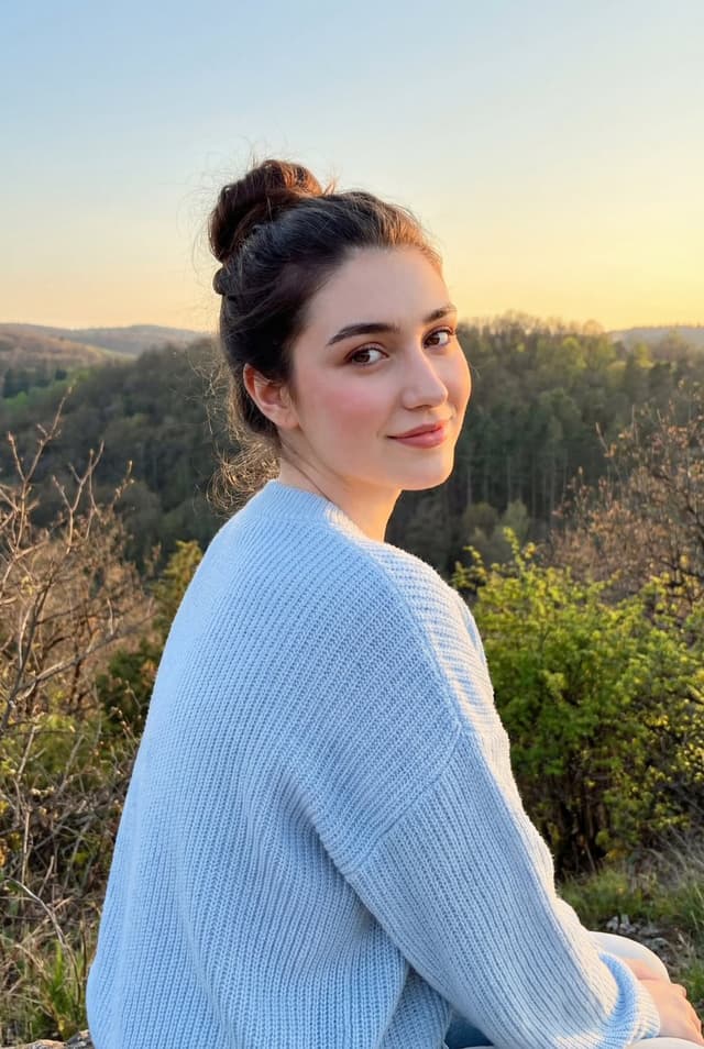 Profile / Avatar - Natural lifestyle portrait at golden hour overlook — output