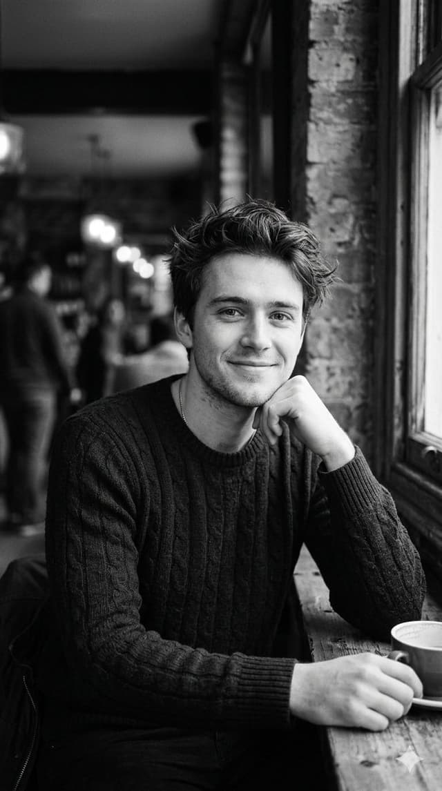 Profile / Avatar - Black and White Cafe Portrait — output