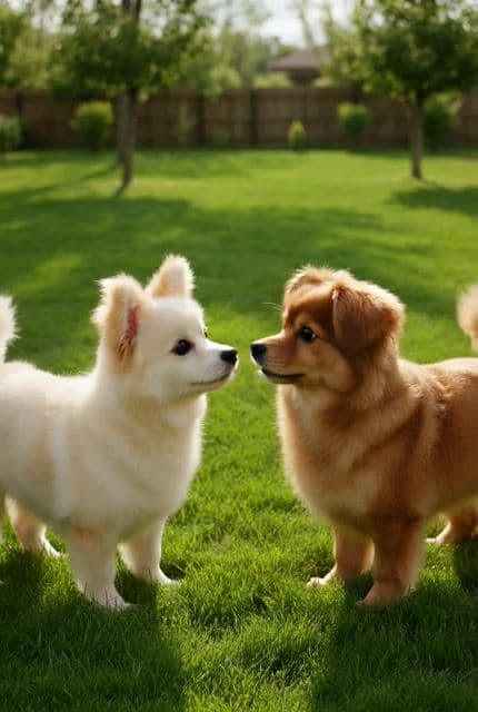 Dogs having a cat slapping fight — cover
