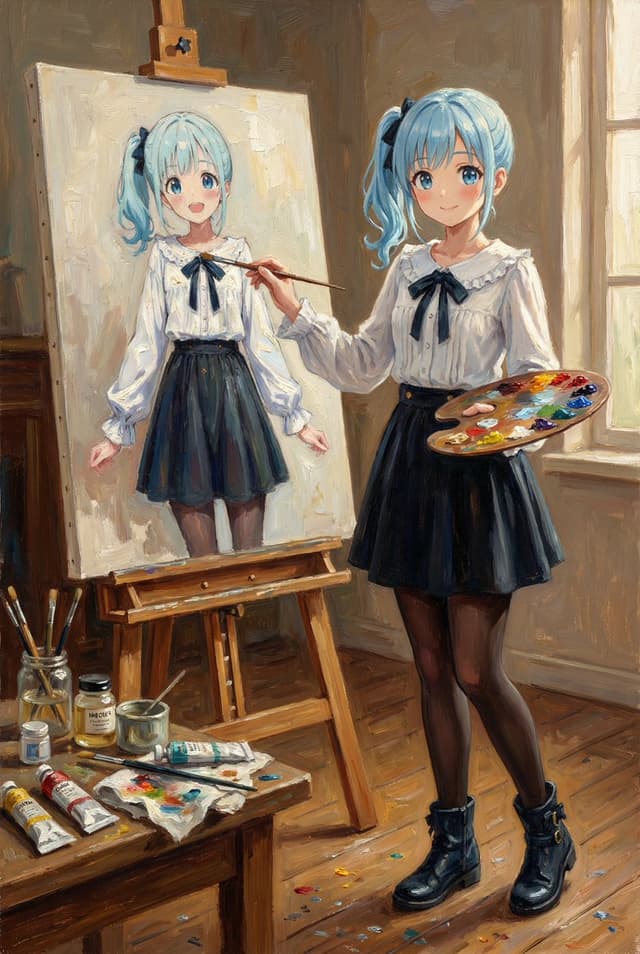 Social Media Post - Reference Character Painting Self-Portrait in Oil Style — output