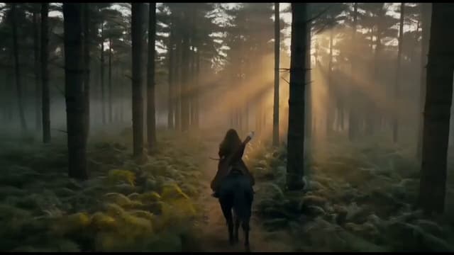 Medieval Fantasy Archer Riding Through Misty Forest — cover