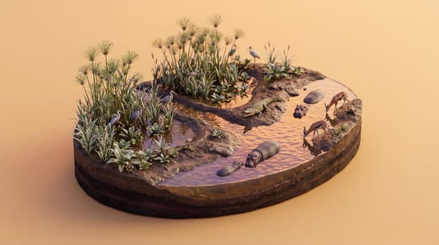 Game Asset - 4K Wildlife Habitat Diorama Prompt — output