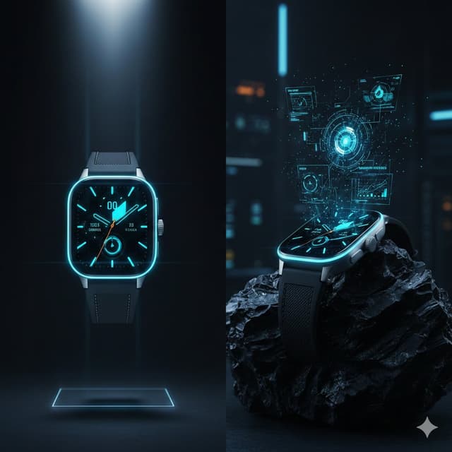 E-commerce Main Image - Cyber-Luxury Smartwatch Product Grid Prompt — output