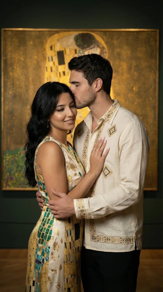 Social Media Post - Klimt-Inspired Fine Art Editorial Portrait (JSON) — output