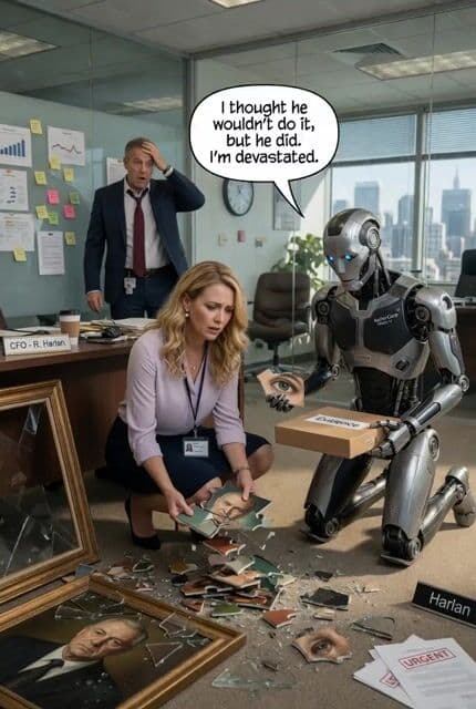 Woman and Robot in Office — cover