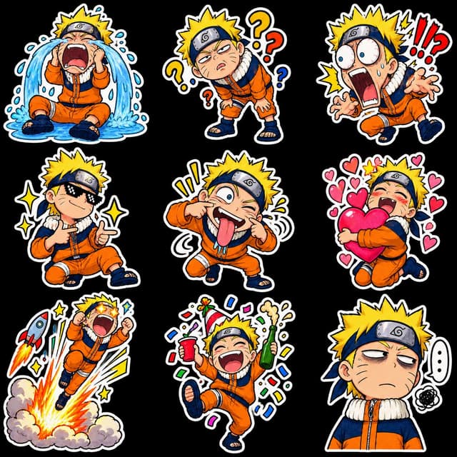 Game Asset - Chibi Anime Ninja Sticker Sheet — output