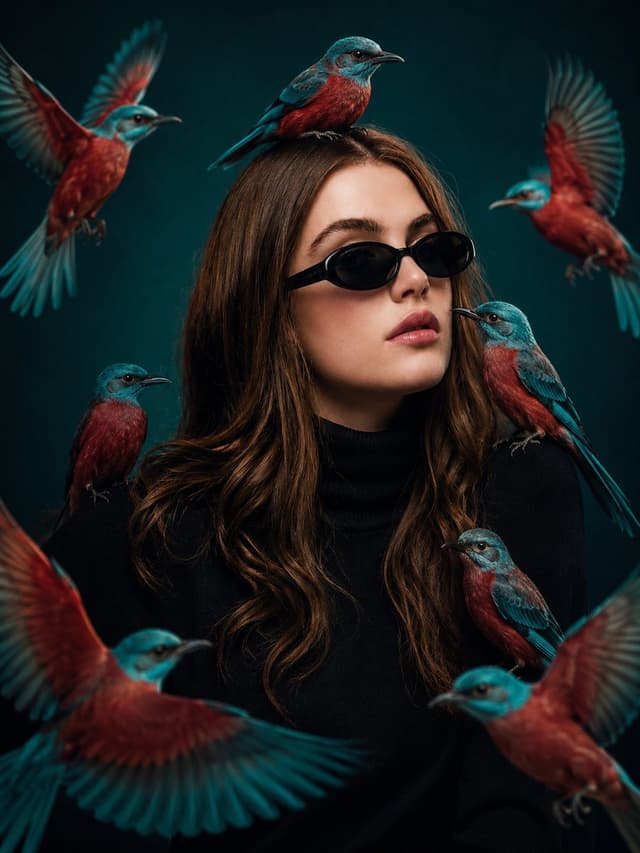 Product Marketing - Turquoise Bird Fashion Portrait — output