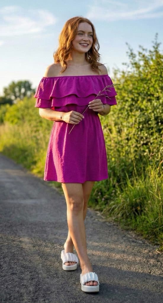 Ultra-Photorealistic Full-Body Shot on a Rural Road at Golden Hour — output