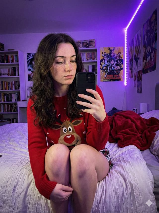 Gen Z Selfie in Purple LED Lighting — output