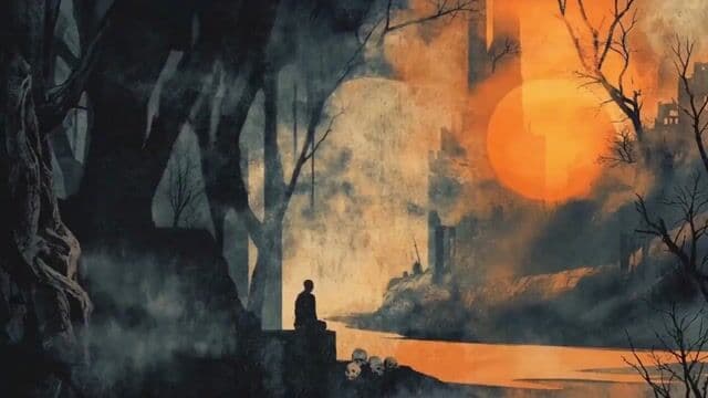 Solitary Figure Rising at Dusk in J. M. W. Turner Style — cover