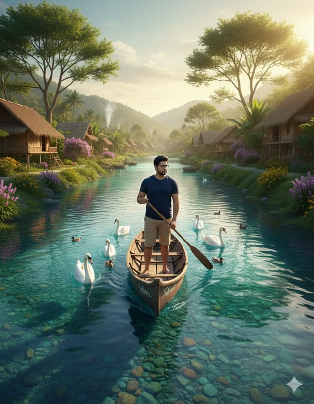 Cinematic Photograph of a Man in a Boat — output