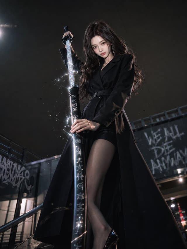 Social Media Post - Dark Urban Katana Fashion Portrait — output