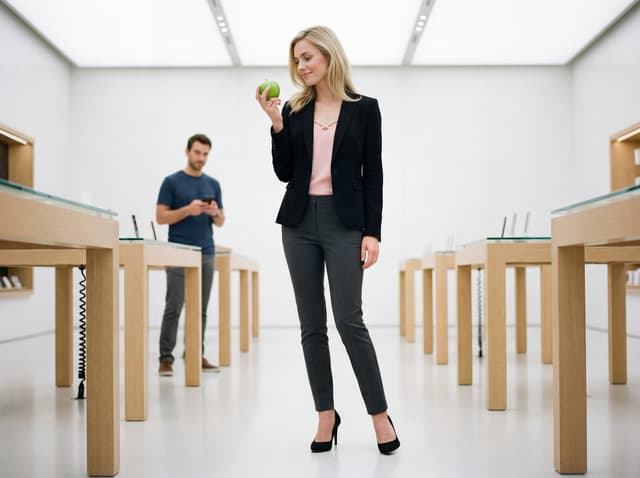 Social Media Post - Luxury Retail Editorial Scene with Symbolic Apple — output