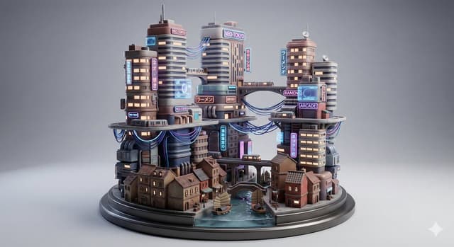 Game Asset - Cyberpunk City Block Collectible Diorama — output