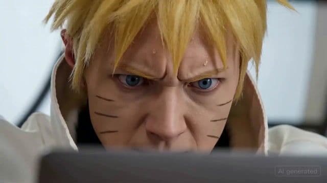 Naruto coding intensely and throwing a laptop — cover