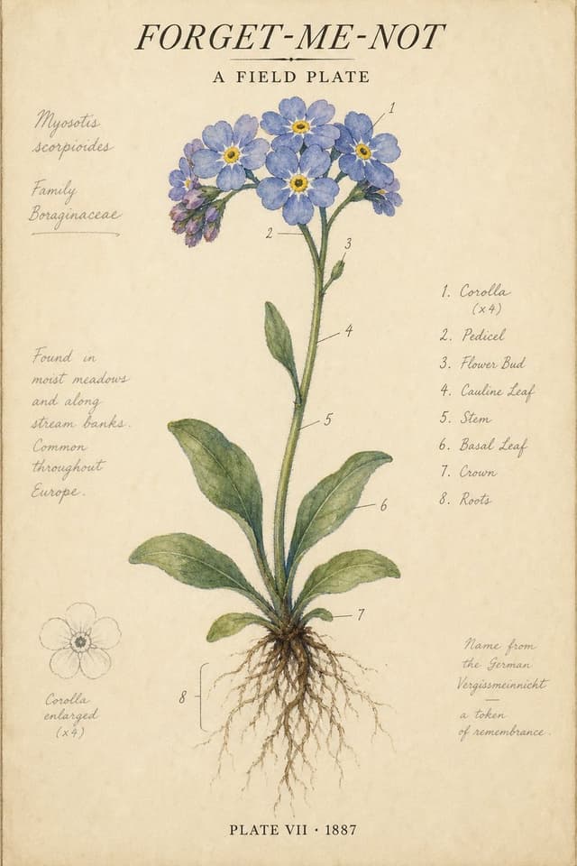 Infographic / Edu Visual - Vintage Botanical Forget-me-not Poster — output