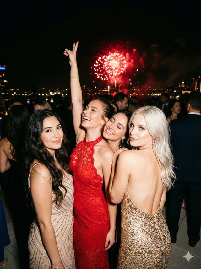 Ultra-Photorealistic Group Portrait: New Year's Eve Party — output