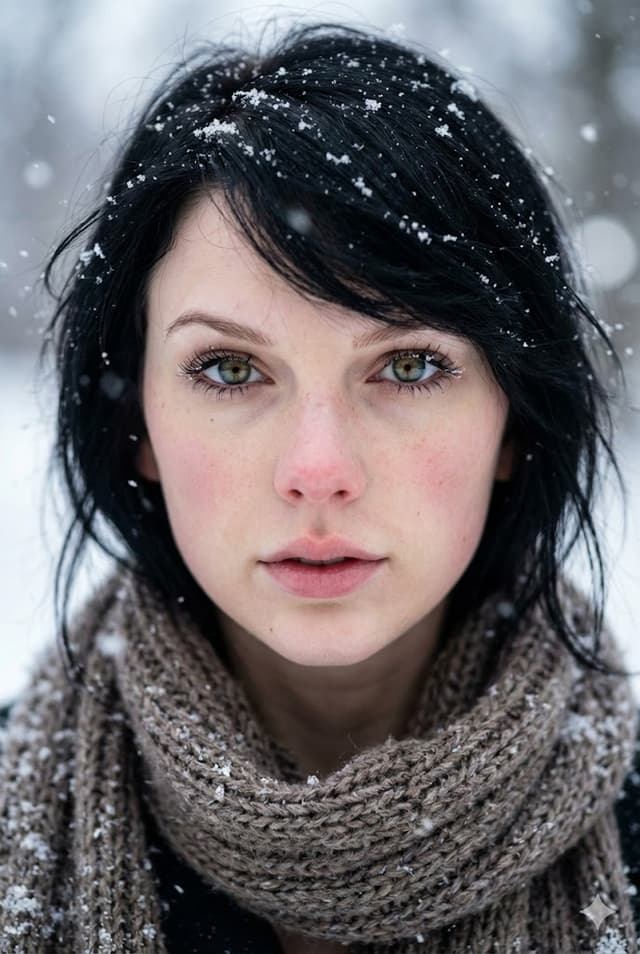 Extreme Close-Up Winter Portrait with Snow — output